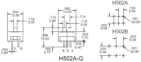 Interruptores deslizantes H502A
