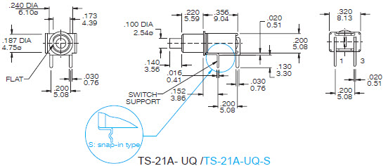 Interruptores de botão de pressão TS-21A