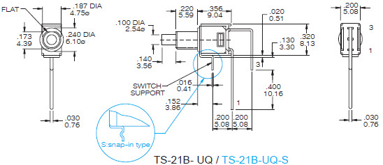 Interrupteurs à bouton-poussoir TS-21B