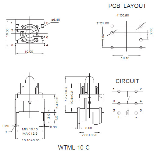 Interruptores táteis WTML-10-C