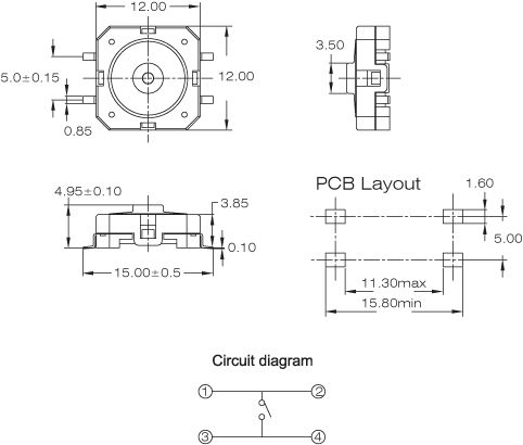 Tact Switches DTR-12-M-3E