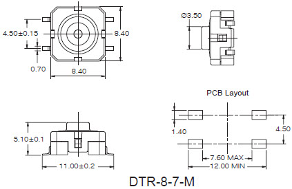 Interruptores táteis DTR-8-7-M
