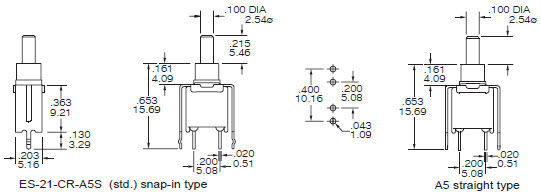 Interruptores de botão de pressão ES-21-A5