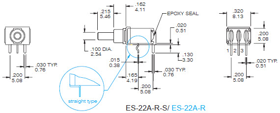 Interruptores de botón pulsador ES-22A