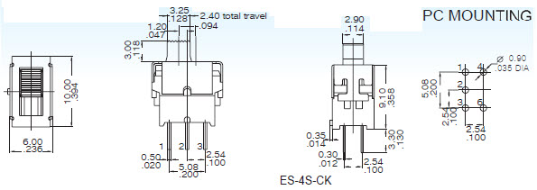 Interruptores deslizantes ES-4S-C