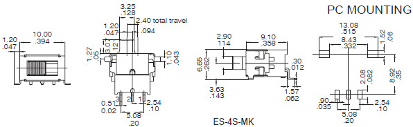Interruptores deslizantes ES-4S-M