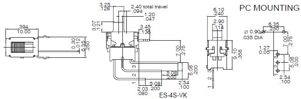Interrupteurs à glissière ES-4S-V