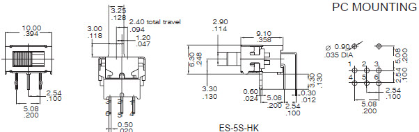 Interrupteurs à glissière ES-5S-H