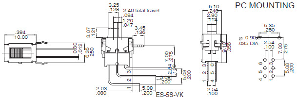 Interrupteurs à glissière ES-5S-V