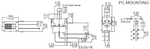 Interruptores deslizantes ES-5S-V