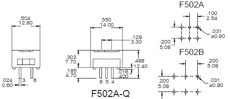 Interrupteurs à glissière F502A