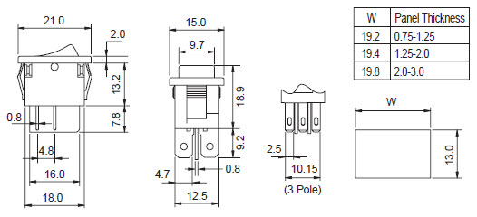 Interruptores basculantes JS-606Q