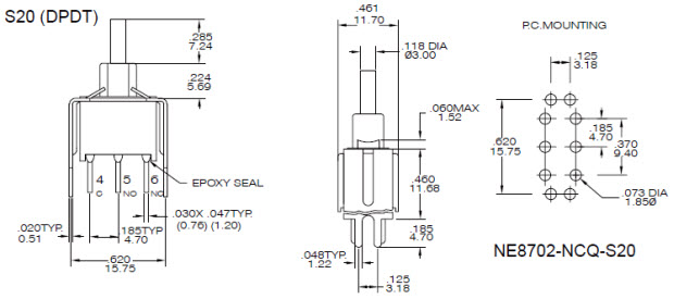 کلیدهای فشار NE8702-S20