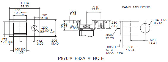 Interruptores de botão de pressão P8701-F32A