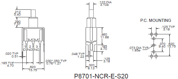 Interruttori a pulsante P8701-S20