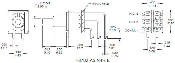 Interruptores de botão de pressão P8702-A5