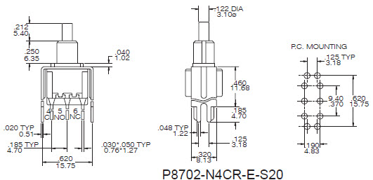 Interruttori a pulsante P8702-S20