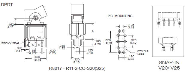Interruptores Rocker R8017-S20