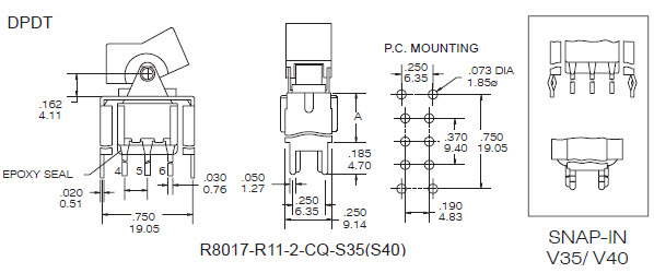 Interrupteurs à bascule R8017-S35