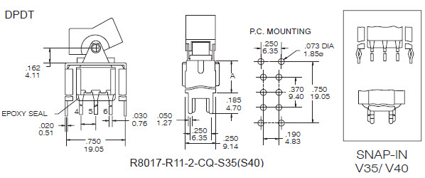 Interruptores Rocker R8017-S35