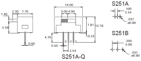 کلیدهای اسلایدی S251A/S251B