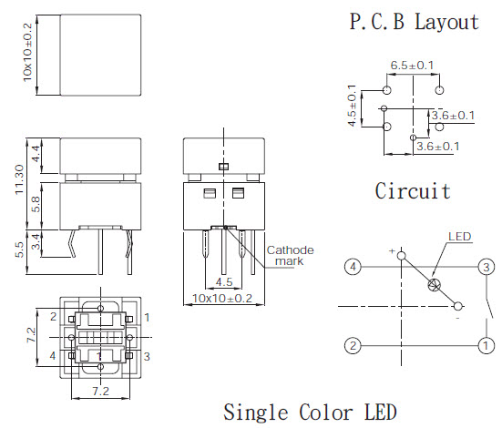 Interruptores táteis SPL-10-1
