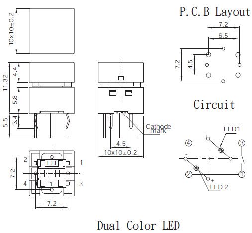 Interruptores táteis SPL-10-2