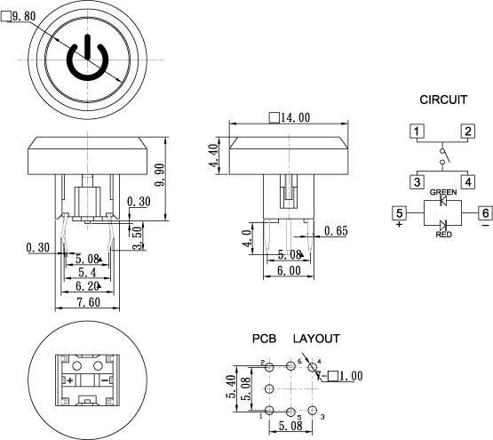 Interruptores táctiles SPL6D-B2-B2