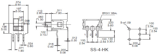 Interrupteurs à glissière SS-4-H