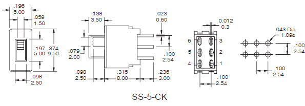 Interrupteurs à glissière SS-5-C