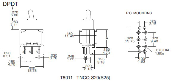 Interruptores de alavanca T8011-S20