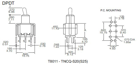 Interruttori a levetta T8011-S20