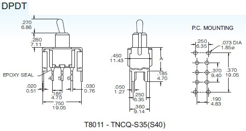 Interruptores de alavanca T8011-S35