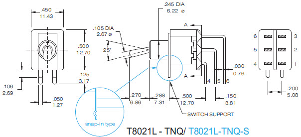 Interruptores de Alavanca T8021L