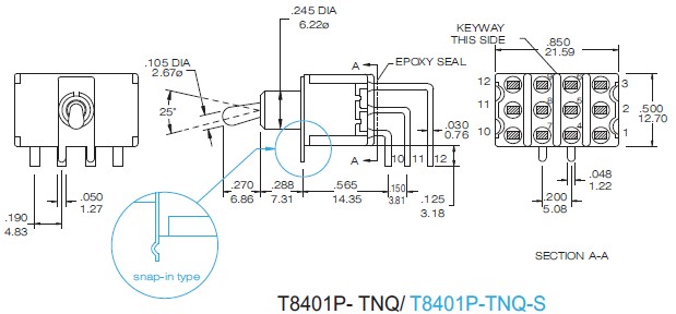 Interruptores de Alavanca T8401P