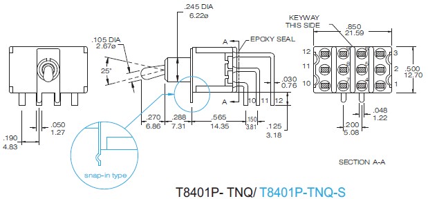 Interruttori a levetta T8401P