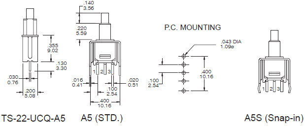 Interrupteurs à bouton-poussoir TS-22-A5