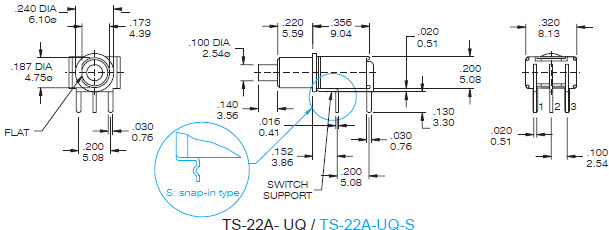 Interruptores de botão de pressão TS-22A
