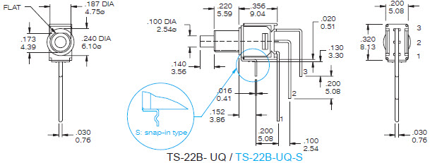 Interruptores de botão de pressão TS-22B