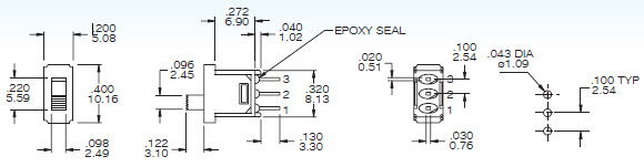 Interrupteurs à glissière TS-4S/TS-4AS