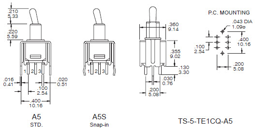Interruptores de alternância TS-5-A5