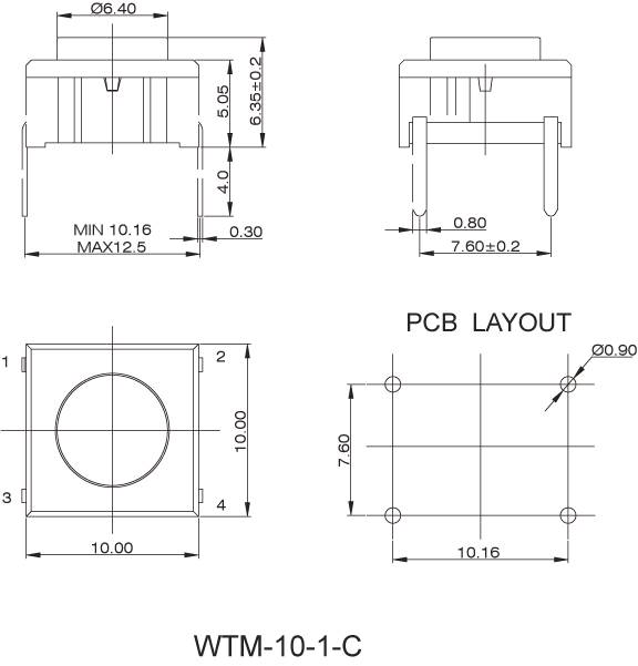 Interruptores táteis WTM-10-C