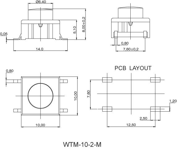 Interruptores táteis WTM-10-M
