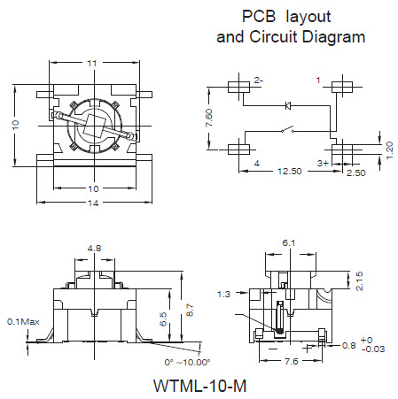 Interruptores táteis WTML-10-M